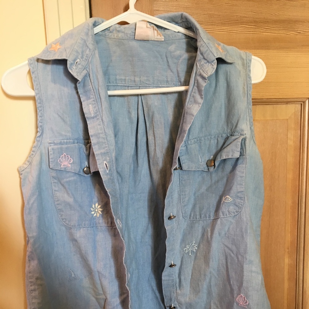 Denim shirt tank (cute beach details)